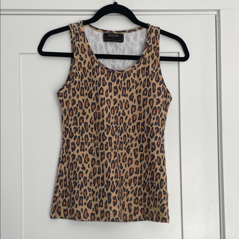 Charlotte Olympia Leopard-Print Stretch Tank Top in Tan and Brown